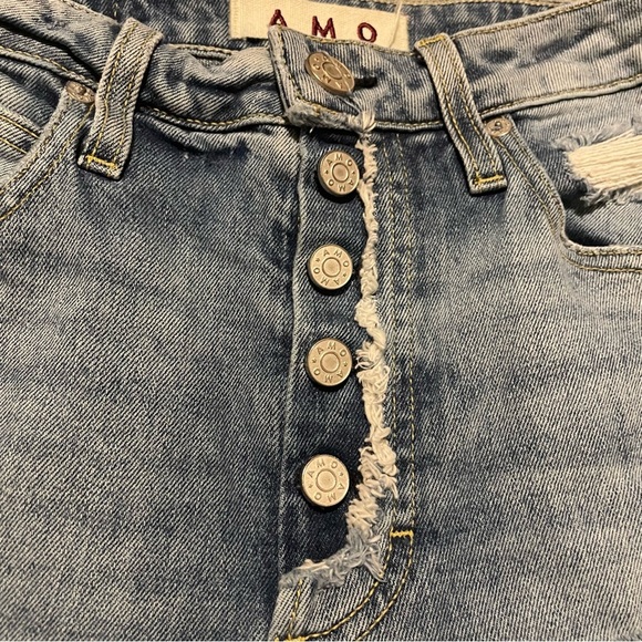 AMO jeans high rise kick crop wild card button fly size 27 casual classic denim - Picture 3 of 7